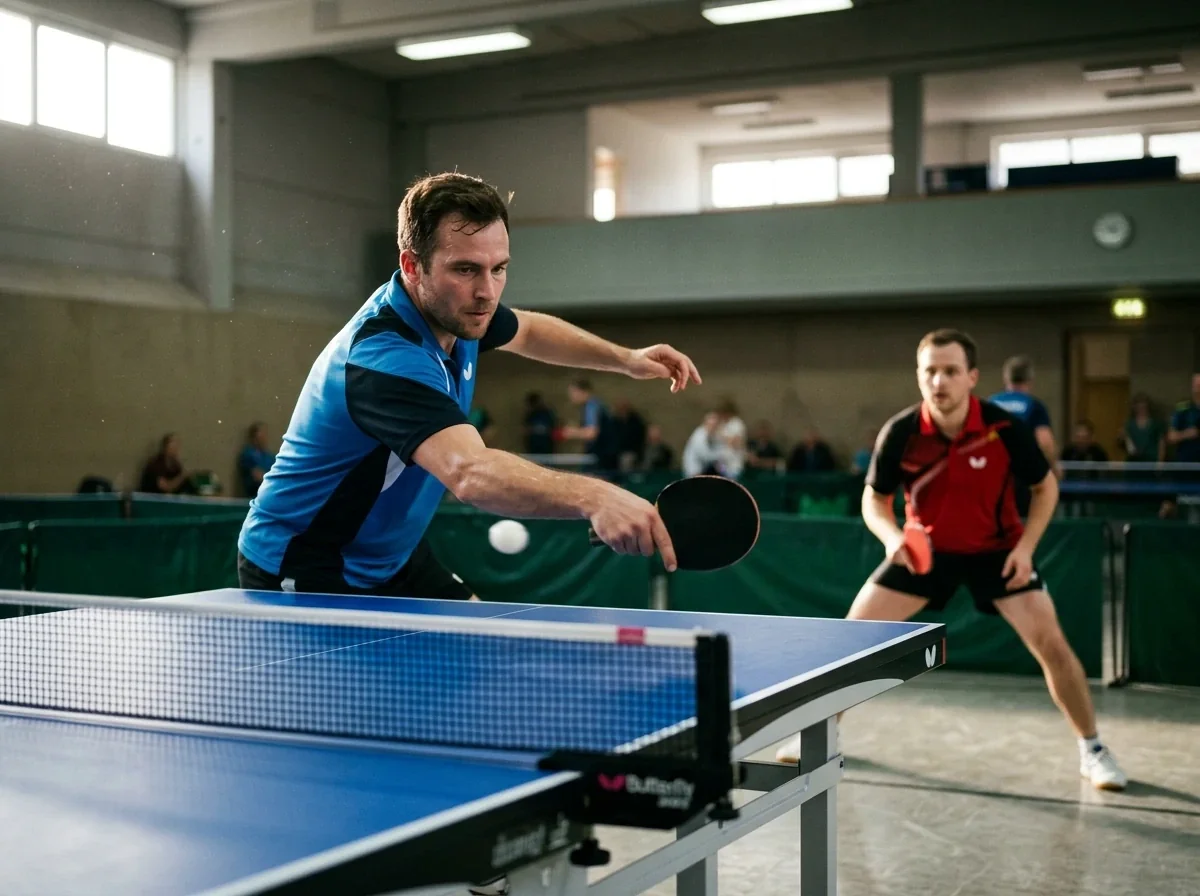 Tischtennisspieler dominiert klar, während ein Handicap die Wette ausgleicht