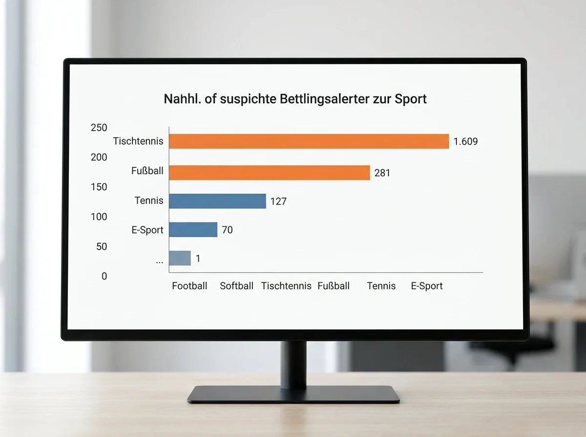 Balkenvergleich verdächtiger Sportwetten-Warnungen nach Sportart mit Tischtennis in der Spitzengruppe