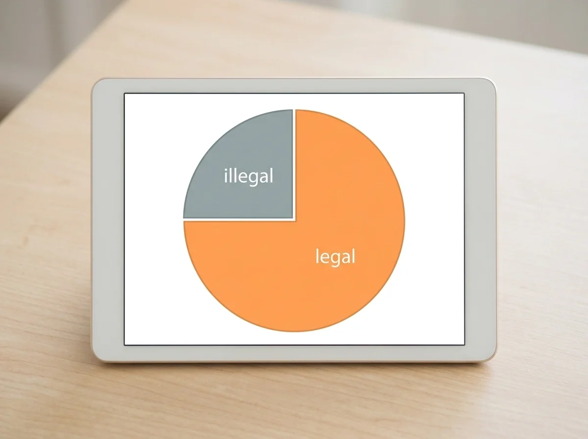Schlichtes Kreisdiagramm zum Anteil des illegalen Glücksspielmarkts in Deutschland
