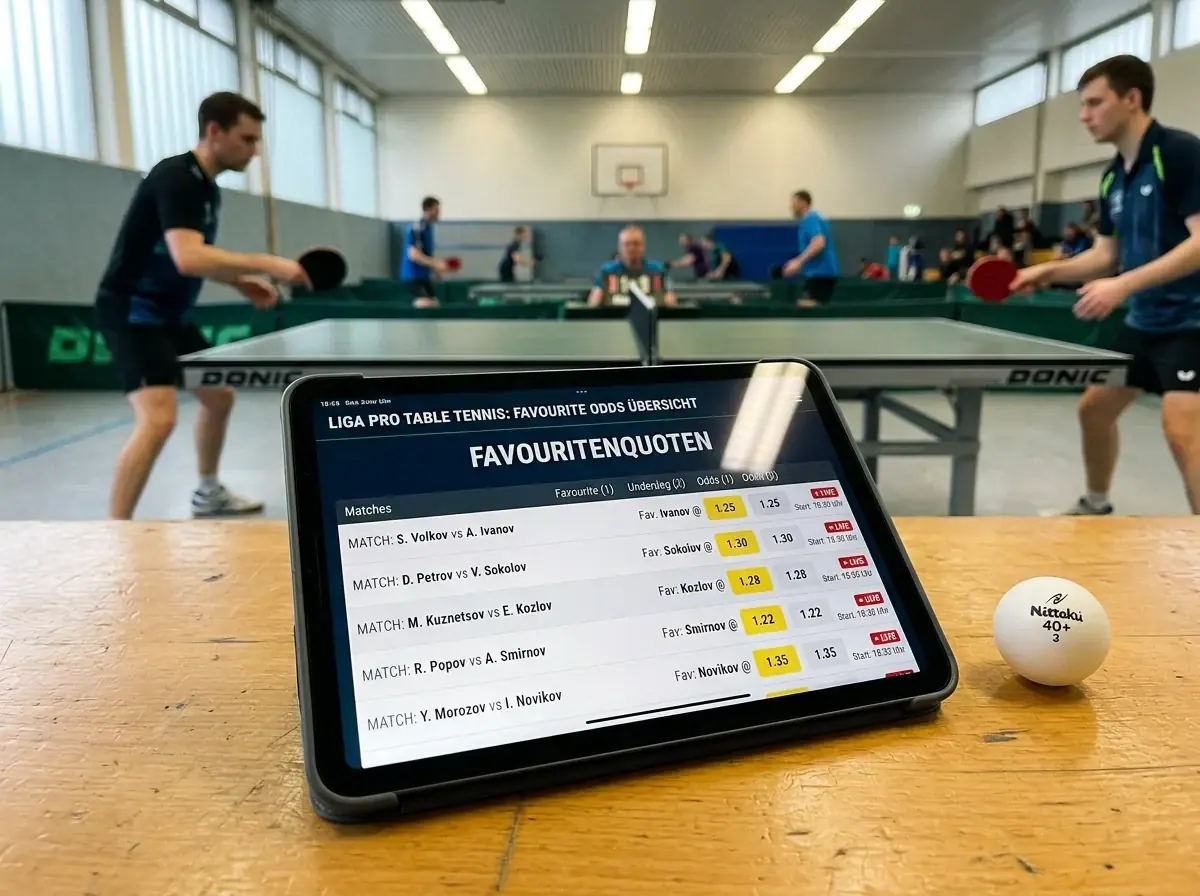Tablet zeigt eine Übersicht niedriger Favoritenquoten in der Liga Pro