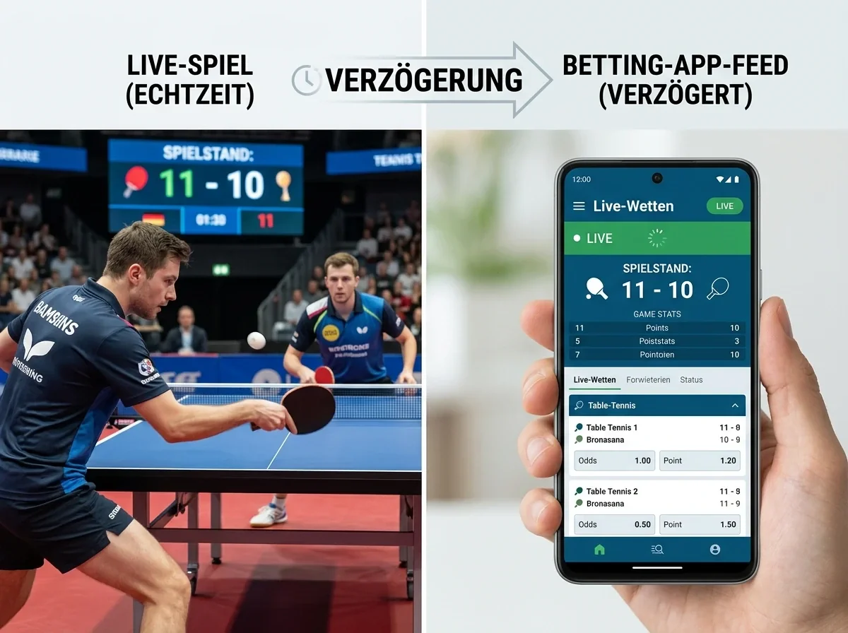 Vergleich zwischen schneller Live-Übertragung und verzögertem Datenstrom beim Wetten