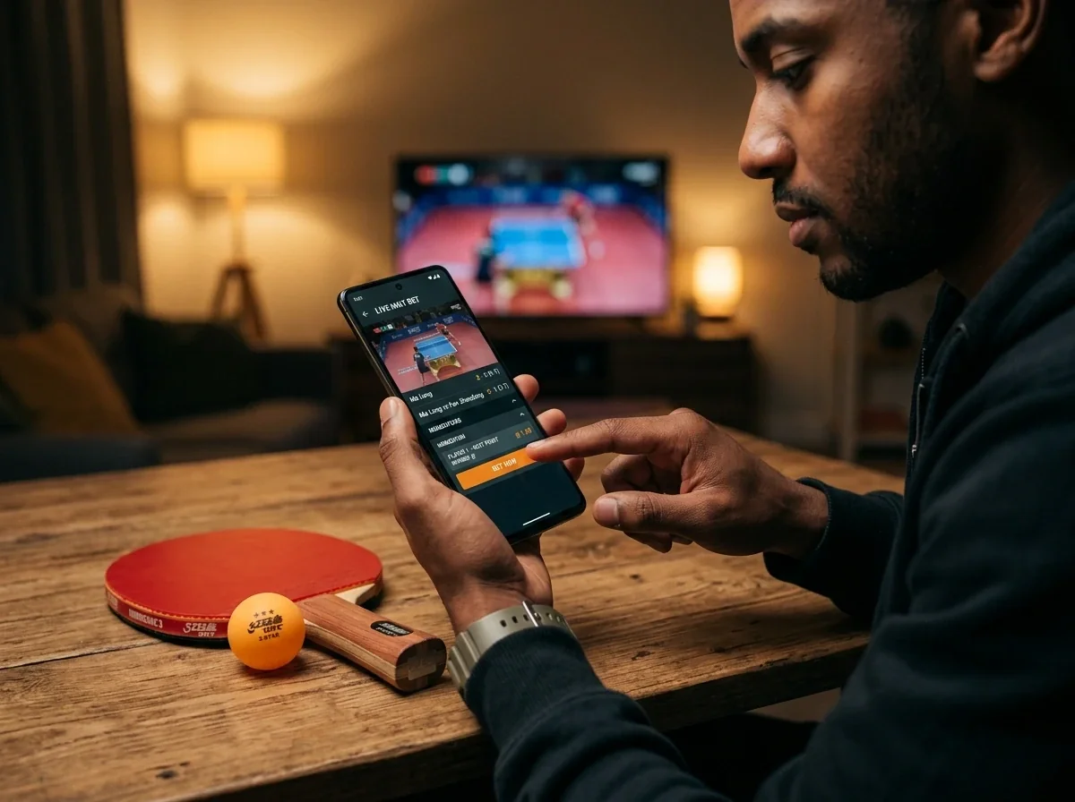 Wettender nutzt das Momentum für eine Live-Wette auf dem Smartphone