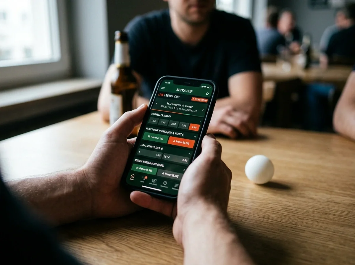 Bildschirm zeigt einen schnellen Live-Wettmarkt während eines Setka-Cup-Spiels