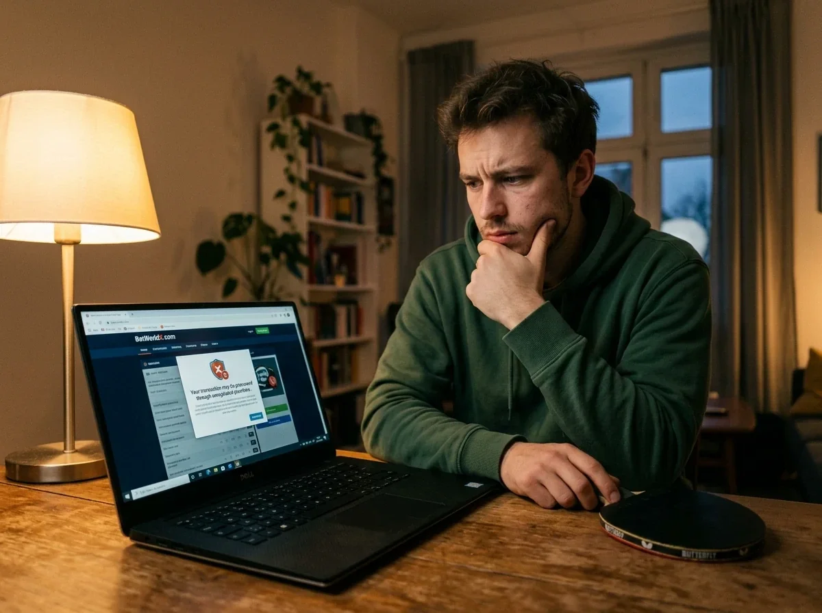 Nachdenklicher Spieler erkennt das fehlende Schutzniveau bei einem Anbieter ohne LUGAS