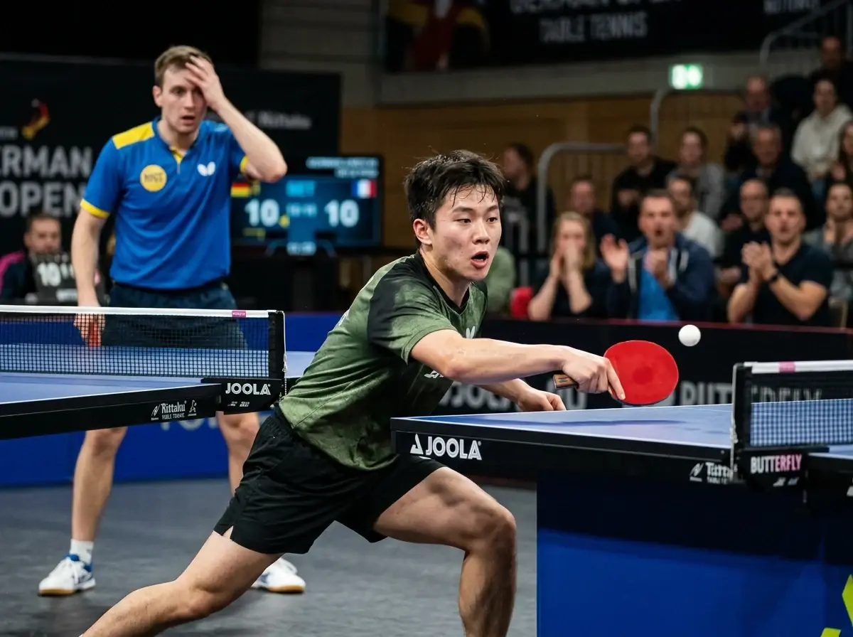 Tischtennisspieler dreht überraschend einen Satz und widerlegt den Favoriten