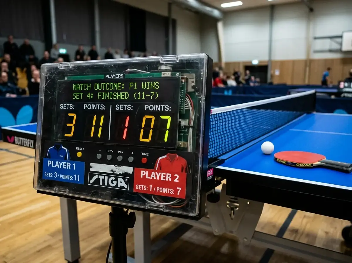 Anzeigetafel verdeutlicht, dass es beim Tischtennis nur Sieg oder Niederlage gibt