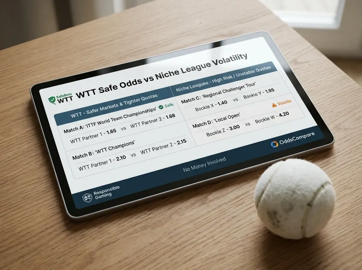 Tablet verdeutlicht engere, sicherere Quoten der WTT im Vergleich zu Nischenligen